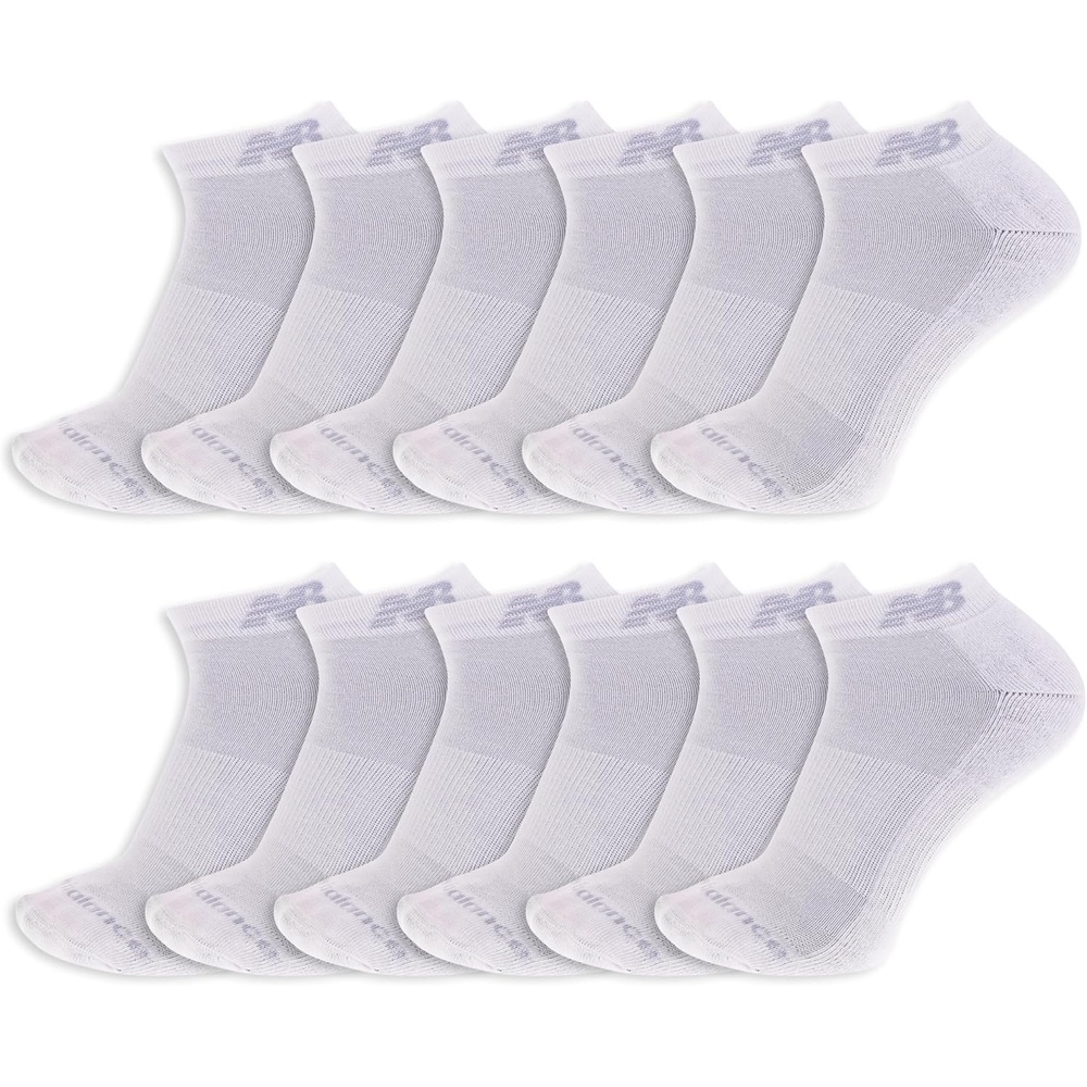 image:imageNew Balance Unisex Adult Performance Cushioned Low Cut Socks  6 amp 12 Pairs  Moisture WickingWhite 12 Pairs