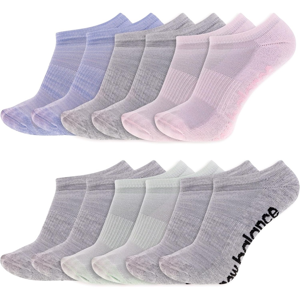 image:imageNew Balance Unisex Adult Performance Cushioned No Show Socks  6 amp 12 Pairs  Moisture WickingGrey 12 Pairs