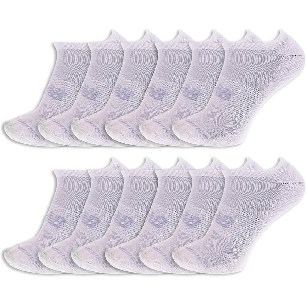 image:imageNew Balance Unisex Adult Performance Cushioned No Show Socks  6 amp 12 Pairs  Moisture WickingWhite 12 Pairs