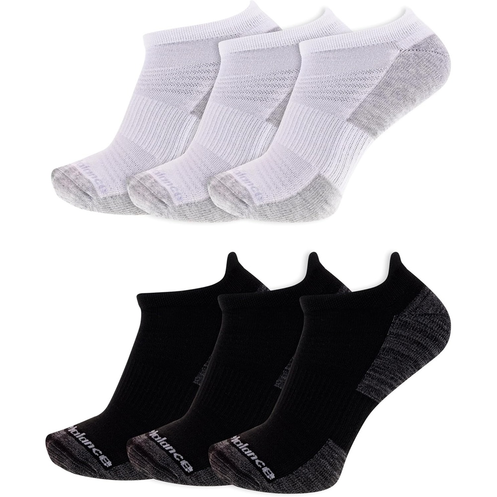image:imageNew Balance Unisex Adult Performance Cushioned No Show Socks  6 amp 12 Pairs  Moisture WickingWhite Black Assorted Tab 6 Pairs