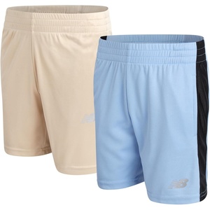 New Balance Boys 2 Pack Moisture-Wicking Mesh Basketball Shorts, Sizes 8-20 | Quick-Dry Finish Keeps Him Cool, Side Pocket Holds a Phone or Snacks, Stay-Put Waistband, Relaxed Athletic Cut(Sky Timberwolf Tan)