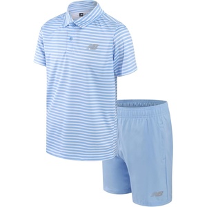 New Balance Boys 2 Piece Collared Golf Polo Shirt & Athletic Shorts | Structured Refined Top, Breathable Lightweight Feel, Clean Polished Look for School Uniforms, Outings & Warm-Weather Plans(Electric Blue)