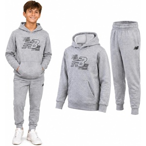 New Balance Boys 2 Piece Fleece Pullover Hoodie & Jogger Sweatpants 8-16 | Warm Poly Build, Heat-Seal Logo Details, Ribbed Cuffs & Elastic Waist, Side-Seam Plus Kangaroo Pockets(Athlectic Grey)