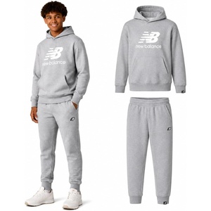 New Balance Boys 2 Piece Fleece Pullover Hoodie & Jogger Sweatpants 8-20 | Brushed Soft Warmth, Kangaroo & Side Pockets with Ribbed Cuffs, Ready for School, Travel, Sports or Lounging(Dark Green Grey)