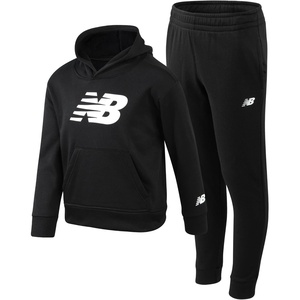 New Balance Boys 2 Piece Fleece Pullover Hoodie & Jogger Sweatpants 8-20 | Brushed Soft Warmth, Kangaroo & Side Pockets with Ribbed Cuffs, Ready for School, Travel, Sports or Lounging(Deep Black)