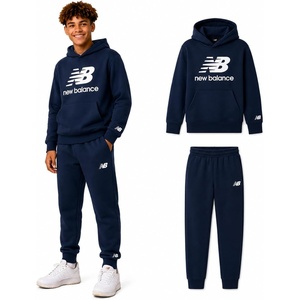 New Balance Boys 2 Piece Fleece Pullover Hoodie & Jogger Sweatpants 8-20 | Brushed Soft Warmth, Kangaroo & Side Pockets with Ribbed Cuffs, Ready for School, Travel, Sports or Lounging(Navy)
