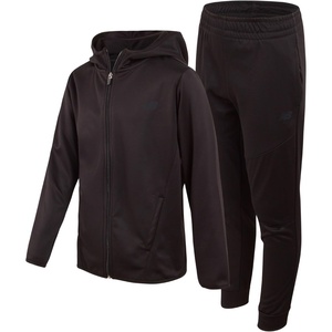 New Balance Boys 2 Piece Fleece Zip Up Hoodie & Jogger Track Pants 8-12 | Full Front Closure, Cozy Hood & Ribbed Cuffs, Adjustable Elastic Waist, Durable Pick for Gym Class or Weekends(Black)