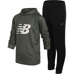 New Balance Boys 2 Piece Waffle Knit Hoodie Sweatshirt & Jogger Sweatpants | Durable Build Holds Its Shape, Lightweight Sporty Texture, Great from Classroom To Field, Layers Easily(Deep Olive Green)