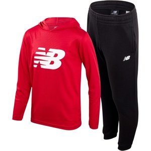 New Balance Boys 2 Piece Waffle Knit Hoodie Sweatshirt & Jogger Sweatpants | Durable Build Holds Its Shape, Lightweight Sporty Texture, Great from Classroom To Field, Layers Easily(Red/Black)