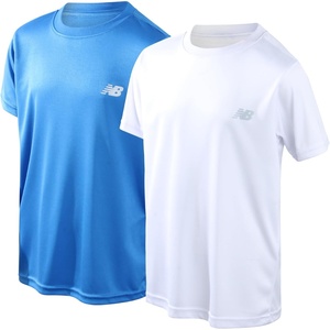 New Balance Boys Athletic Shirts 2 Pack Performance Short Sleeve T Shirts | Crew Neck, Regular Fit, Lightweight and Breathable Activewear for School, Sports or Everyday Play(Blue Oasis / White)