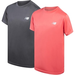 New Balance Boys Athletic Shirts 2 Pack Performance Short Sleeve T Shirts | Crew Neck, Regular Fit, Lightweight and Breathable Activewear for School, Sports or Everyday Play(Drift Red Castlerock)