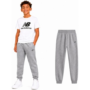 New Balance Boys Fleece Sweatpants, Joggers, Drawstring & Pockets (8-20) | Cozy Lightweight Warmth, Tapered-Leg Athletic Fit, Ribbed Cuffs for School, Travel, Practice & Weekend Wear(New Grey Heather)