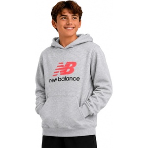 New Balance Boys Lightweight Double Fleece Lined Pullover Hoodie, 8-20 | Reinforced Stitching, Ribbed Cuffs & Kangaroo Pockets, Cozy Warmth with Logo Detail for Sports & School(Athlectic Grey)
