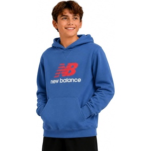 New Balance Boys Lightweight Double Fleece Lined Pullover Hoodie, 8-20 | Reinforced Stitching, Ribbed Cuffs & Kangaroo Pockets, Cozy Warmth with Logo Detail for Sports & School(Seastone)