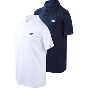 New Balance Boys Polo Shirt 2 Pack Dry Fit Performance Golf Shirts for Boys | Short Sleeve with a Classic Two-Button Collar, Built for Active Play, Comfortable for School, Sports or Everyday Wear(White/Navy)