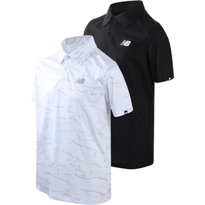 New Balance Boys Polo Shirt 2 Pack Dry Fit Performance Golf Shirts for Boys | Short Sleeve with a Classic Two-Button Collar, Built for Active Play, Comfortable for School, Sports or Everyday Wear(Black/White Camo)