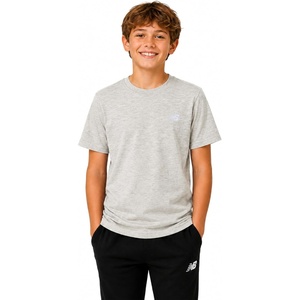 New Balance Boys Shirt Short Sleeve Cotton T-Shirt with Chest Logo Patch | Soft Cotton Feel, Relaxed Fit, Clean Long-Lasting Stitching Support Easy Movement for School, Sports, Play or Downtime(Oatmeal Heather)