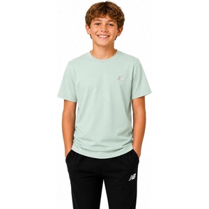 New Balance Boys Shirt Short Sleeve Cotton T-Shirt with Chest Logo Patch | Soft Cotton Feel, Relaxed Fit, Clean Long-Lasting Stitching Support Easy Movement for School, Sports, Play or Downtime(Clay Ash)