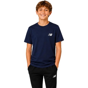New Balance Boys Shirt Short Sleeve Cotton T-Shirt with Chest Logo Patch | Soft Cotton Feel, Relaxed Fit, Clean Long-Lasting Stitching Support Easy Movement for School, Sports, Play or Downtime(New Balance Navy)