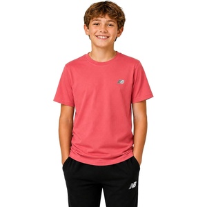New Balance Boys Shirt Short Sleeve Cotton T-Shirt with Chest Logo Patch | Soft Cotton Feel, Relaxed Fit, Clean Long-Lasting Stitching Support Easy Movement for School, Sports, Play or Downtime(Desert Pink)