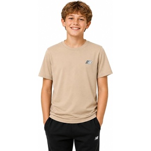 New Balance Boys Shirt Short Sleeve Cotton T-Shirt with Chest Logo Patch | Soft Cotton Feel, Relaxed Fit, Clean Long-Lasting Stitching Support Easy Movement for School, Sports, Play or Downtime(Incense)