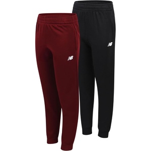 New Balance Boys Sweatpants – 2 Pack Active Performance Fleece Boys Joggers with Elastic Waistband – Athletic Pants for Kids(Mercury Red/Black)
