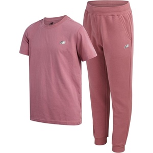 New Balance Boys Sweatpants Set – 2 Piece Short Sleeve Graphic Tee Shirt and Fleece Jogger Pants Athletic Pant Set(Rosewood)