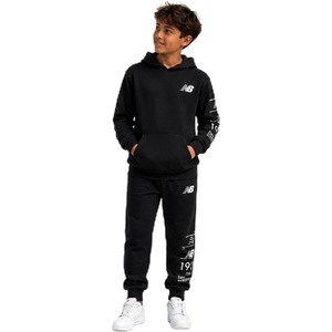 New Balance Boys Tracksuit Set – 2 Piece Soft Fleece Athletic Pullover Graphic Hoodie Sweatshirt and Jogger Sweatpants(Black)