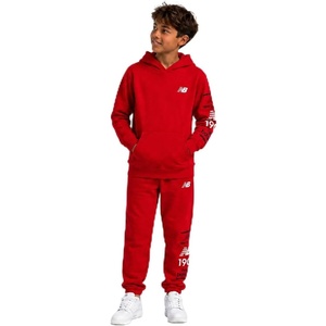New Balance Boys Tracksuit Set – 2 Piece Soft Fleece Athletic Pullover Graphic Hoodie Sweatshirt and Jogger Sweatpants(Team Red)