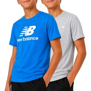 New Balance Boys Tshirts – 2 Pack Short Sleeve Crew Neck Athletic Shirts for Boys – Kids Youth Workout Tshirt Top(Blue Laguna/Light Grey)