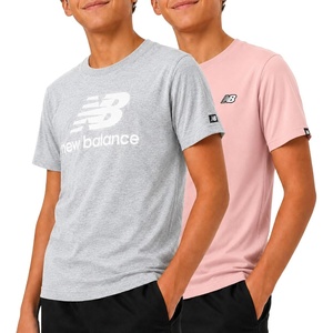 New Balance Boys Tshirts – 2 Pack Short Sleeve Crew Neck Athletic Shirts for Boys – Kids Youth Workout Tshirt Top(Pink/Grey)
