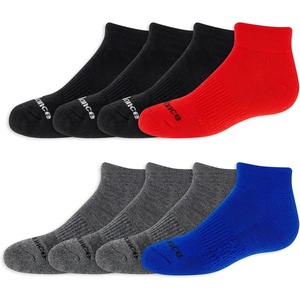 New Balance Kids’ Performance Cushioned Low Cut Socks – 8 Pairs – Breathable Mesh Arch Support(Black Assorted)