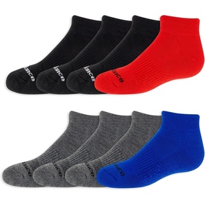 New Balance Kids’ Performance Cushioned Low Cut Socks – 8 Pairs – Breathable Mesh Arch Support(Legacy Black Assorted)
