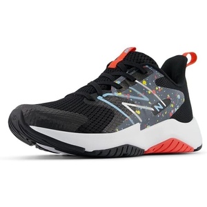 New Balance Kids’ Rave Run V2 Lace-Up Running Shoes(Black/Blast Red/Team Sky Blue)