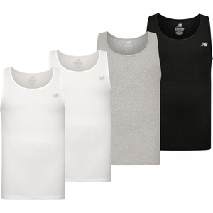 New Balance Men’s Cotton Performance Rib Tank Top (Pack of 4)(White/Light Heather Grey/Black/White)
