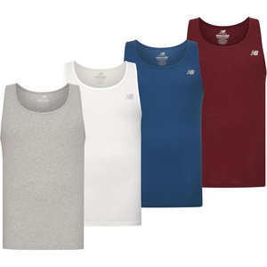 New Balance Men’s Cotton Performance Rib Tank Top (Pack of 4)(White/Light Heather Grey/Blue Agate/Core Burgundy)