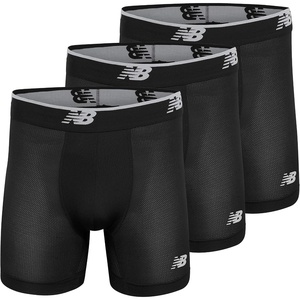 New Balance Men’s Mesh 5″ No-FLY Boxer Brief (4-Pack)(Black/Black/Black)