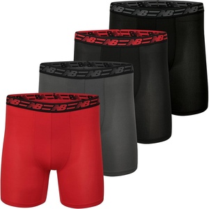 New Balance Men’s Mesh 5″ No-FLY Boxer Brief (4-Pack)(Black/Black/Magnet/Team Red)