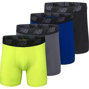 New Balance Men’s Mesh 5″ No-FLY Boxer Brief (4-Pack)(Black/Hi-lite/Team Royal/Lead)