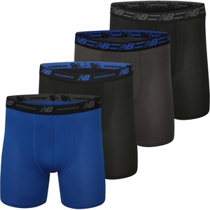 New Balance Men’s Mesh 5″ No-FLY Boxer Brief (4-Pack)(Black/Magnet/Black/Team Royal)
