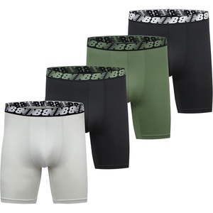 New Balance Men’s Mesh 5″ No-FLY Boxer Brief (4-Pack)(Black/Silver/Deep Olive Green/Black)