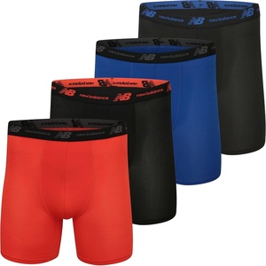 New Balance Men’s Mesh 5″ No-FLY Boxer Brief (4-Pack)(Black/Spark/Black/Team Royal)