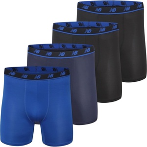 New Balance Men’s Mesh 5″ No-FLY Boxer Brief (4-Pack)(Black/Team Navy/Black/Team Royal)