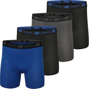 New Balance Men’s Mesh 5″ No-FLY Boxer Brief (4-Pack)(Black/Team Royal/Black/Magnet)