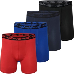New Balance Men’s Mesh 5″ No-FLY Boxer Brief (4-Pack)(Black/Team Royal/Team Navy/Embers)