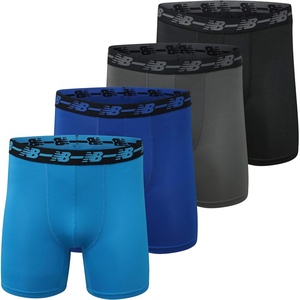 New Balance Men’s Mesh 5″ No-FLY Boxer Brief (4-Pack)(Black/Vision Blue/Marnet/Team Royal)