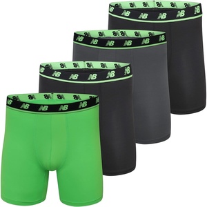 New Balance Men’s Mesh 5″ No-FLY Boxer Brief (4-Pack)(Black/Vivid Green/Lead/Black)