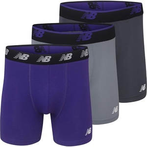 New Balance Men’s Mesh 5″ No-FLY Boxer Brief (4-Pack)(Lead/Prism Purple/Steel)