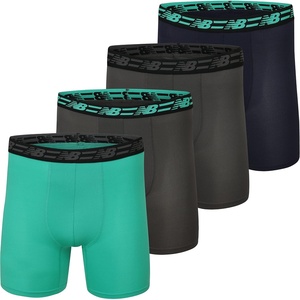 New Balance Men’s Mesh 5″ No-FLY Boxer Brief (4-Pack)(Magnet/Emerald Sky/Team Navy/Magnet)