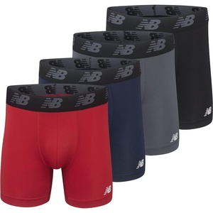 New Balance Men’s Mesh 5″ No-FLY Boxer Brief (4-Pack)(Pigment/Team Red/Lead/Black)